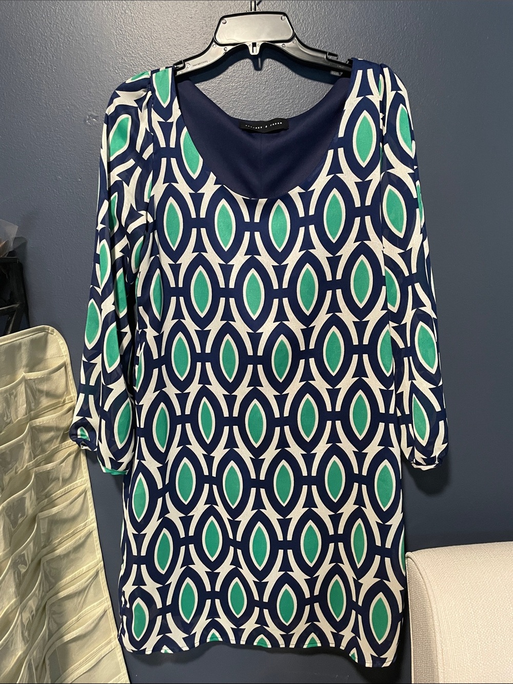 Peaches n' Cream geometric shift dress, M